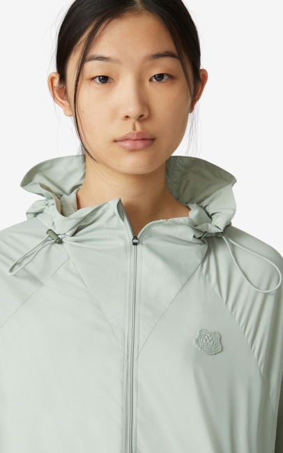 Kenzo White Iridescent Cropped Windbreaker Jacket